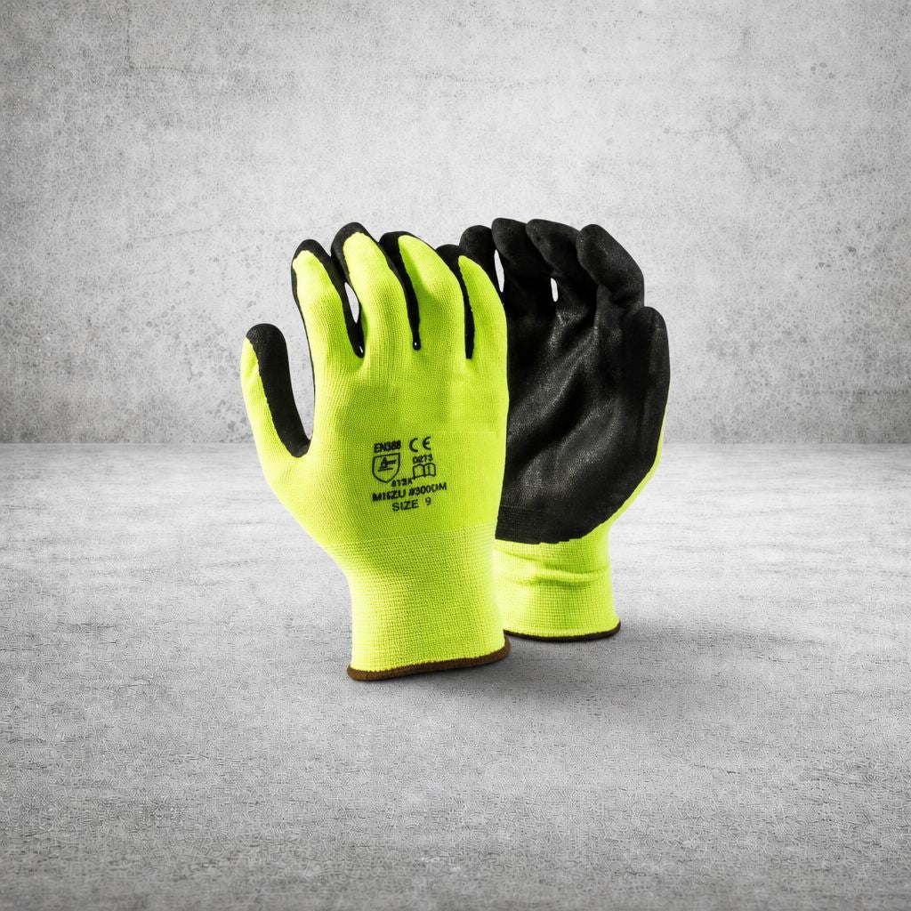 GLOVE MIIZU GREEN HI-VIZ PALM COATED