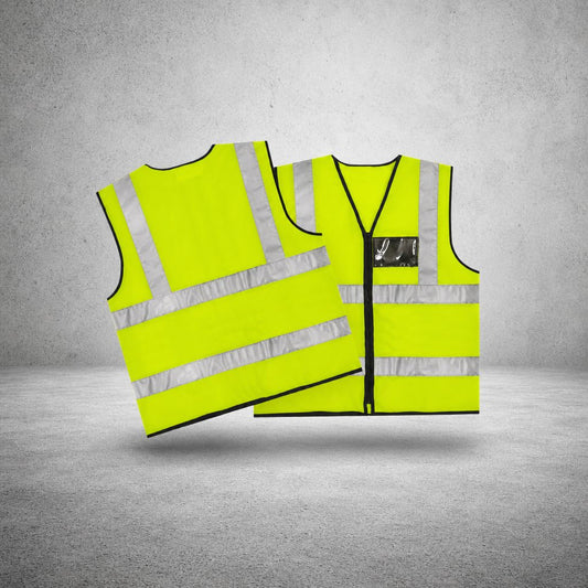 REFLECTIVE VEST WITH ZIP AND ID POUCH - LIME